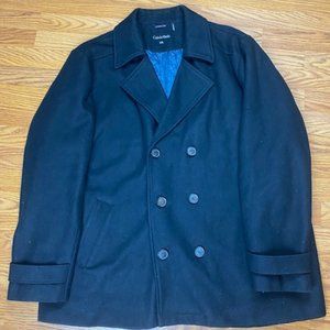 Calvin Klein Pea coat Men's 2XL black Great Condition make Offer Now!